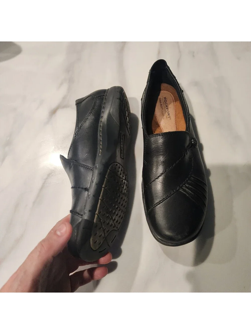 Rockport Women's Black Leather Slip-On Comfort Shoes Loafers Size 9.5 US